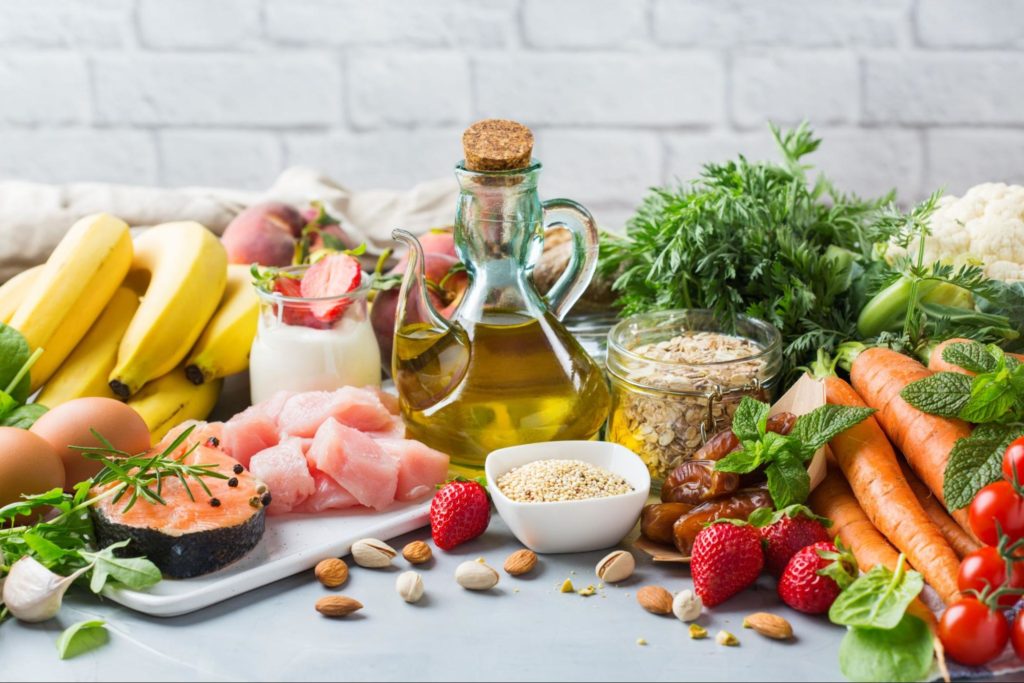 A colorful spread of healthy foods